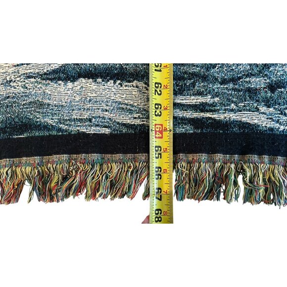 Horses Equestrian Throw Blanket Tapestry Woven Cotton Fringe Signed Picken 67x50 - Picture 8 of 9